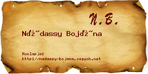 Nádassy Bojána névjegykártya